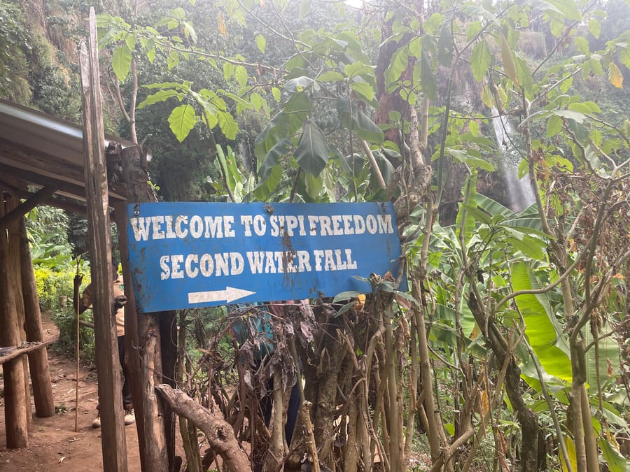 The hand-painted sign at Sipi